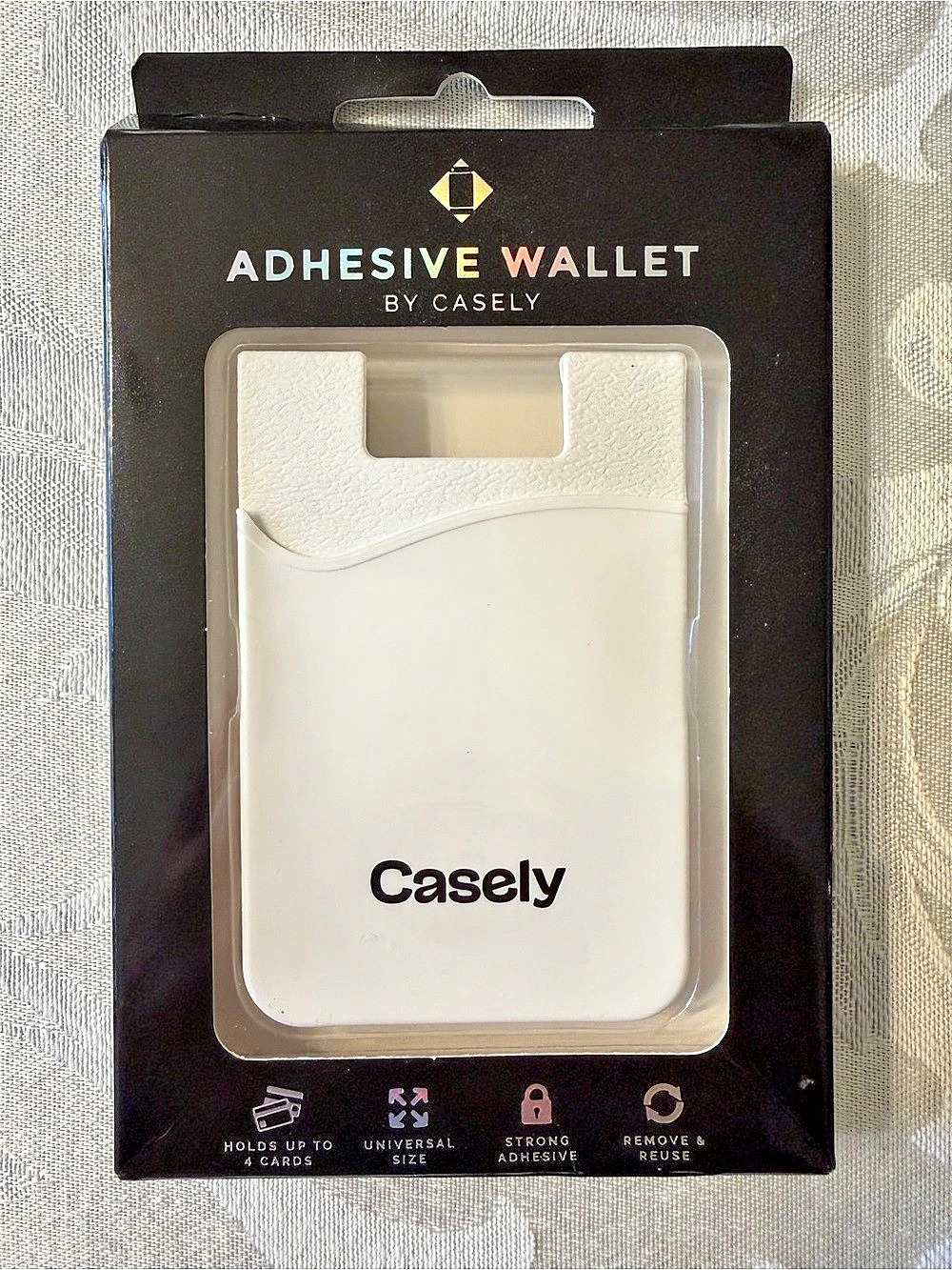 Casely White Silicon Wallet Adhesive Card Holder NWT